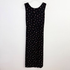 Vintage Y2K Gap Black Floral Sleeveless Midi Dress Size 12