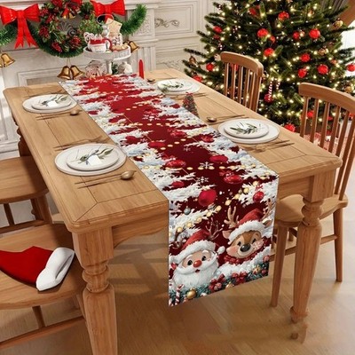 Christmas Table Runner Merry Christmas Home Xmas Table Decor Navidad Noel Orname