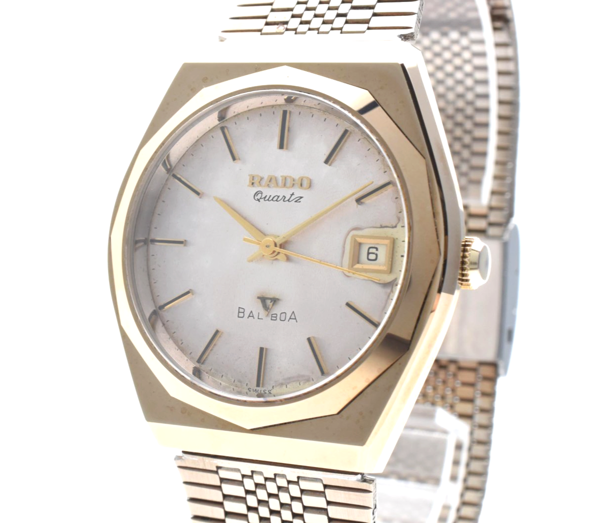 Rado Watch Balboa V 732.9593.3 Quartz Tungsten 18k Gold Plated