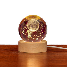 Laser Engraved K9 Crystal Ball 8cm LED Light-Up Milky Way Moon Design
