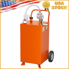 45 Gallon Portable Fuel Tank Gas Caddy with Manual Transfer Pump Hose,2 Wheels