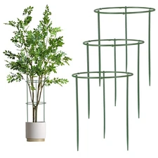 Gjinxi 36Pcs Plant Support Stakes Half Round Plant Stakes, Stackable 6 Tier G...