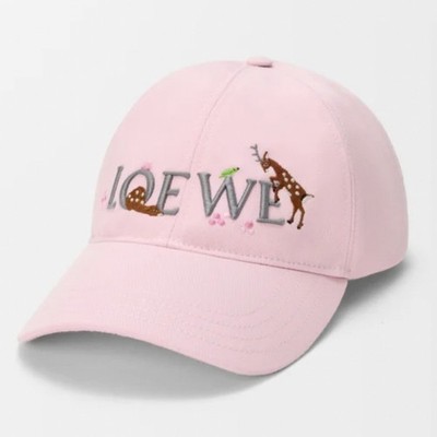 LOEWE x Suna Fujita Deer Motif Embroidery Cotton Canvas Adjustable Cap Blossom