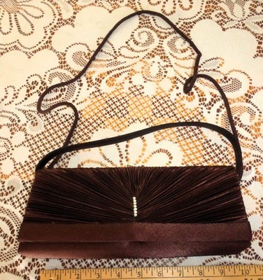 Evening Bag Purse Clutch with rhinestones Brown color 10 x 4