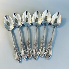 6 SIX Oneida WORDSWORTH Teaspoons 6" Stainless Flatware Silverware