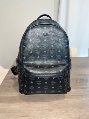 MCM Stark Side Studs Backpack In Visetos Medium Black