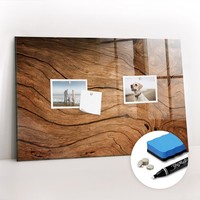 Magnetboard Glas Beschreibbar Inkl Magneten Marker Notizen Altes Holz 60X40 Cm