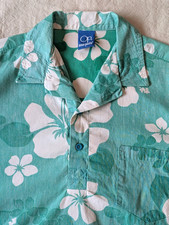 Vintage 80s OP Ocean Pacific Men's Green Floral Pull Over Summer Surf Shirt M/L