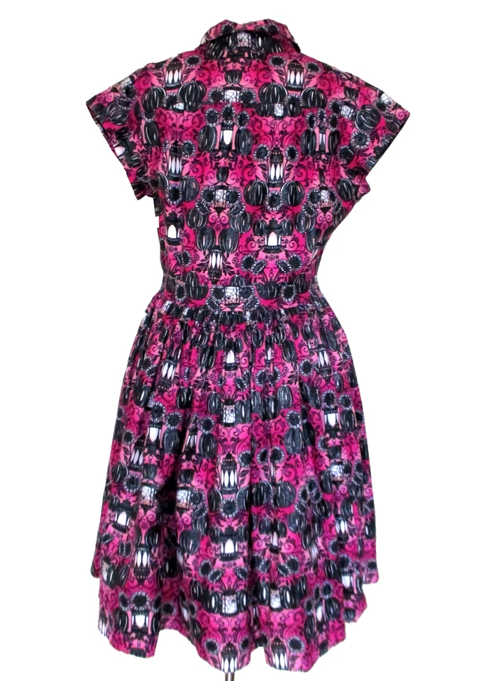 Bernie Dexter Kelly Dress Dark Love Metallic Pink Black Cotton M Women - Image 4 of 4