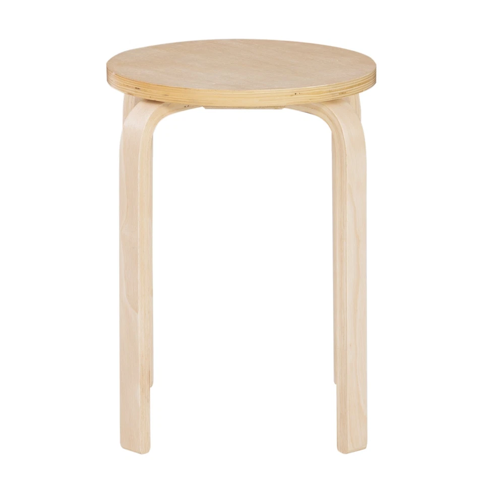 Linon Tenley Bentwood 18" Wood Round Stool in Natural Brown (Set of 4) - Image 2 of 4