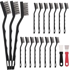 15PCS Mini Stainless Steel Wire Brush Set with Curved Handle for Welding Clean