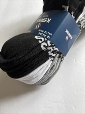 K SWISS Men Socks 10 Pair Cushioned Ankle Cut  Size 6-12.5 Black White Gray