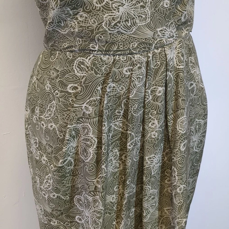 Vestido Vintage Dana Buchman Verde Seda Años 90, Talla L. Foto 4 de 4