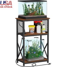 3 Tier Fish Tank Stand W/ Charging Station Adjustable Storage Aquariums New