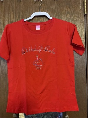 New Women Red Sz Med Tshirt W/sequined Cupcake W/candle +  Birthday Babe 