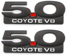 2PCS 5.0 Coyote V8 Emblem Decal Fender Trunk Badge Nameplate Decorative (Black)