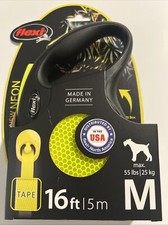 Flexi New Neon Yellow 16 Foot Tape Leash for Medium Dogs Up To 55 lbs NEW