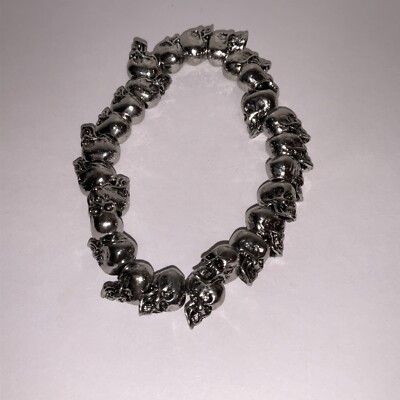 Vintage Gothic Biker SKULL Skeleton Toggle Clasp Bracelet Metal