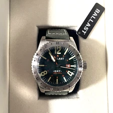 Ballast Watch Amphion BL-3149 Green 48mm Quartz Watch Leather Strap Quartz NWT