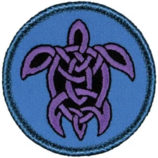 Purple Celtic Turtle Patrol Patch - 2" Round Embroidered Patch