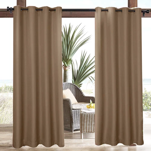 1/2 Stück Wasserdicht Outdoor Terrasse Vorhänge 52" Breit Sichtschutz Verdunkelung Pergola Schatten - Bild 113 von 124