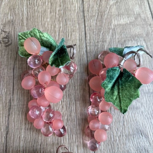 Lucite grapes pink vintage clusters LOT 4 vintage mcm decor mid century 6” - Picture 4 of 6