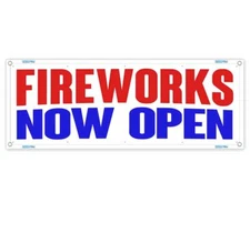 FIREWORKS NOW OPEN CLEARANCE BANNER Advertising Vinyl  Flag Sign INV