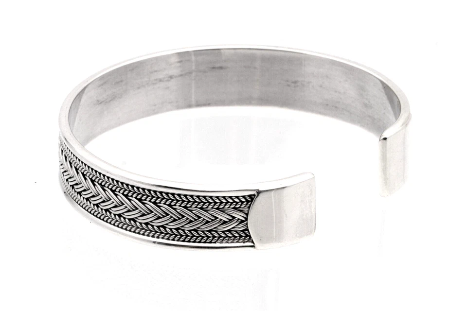 Celtic-Weave Regolabile 12MM Open-Cuff Bracciale Massiccio 925 Argento Sterling - Immagine 2 di 4
