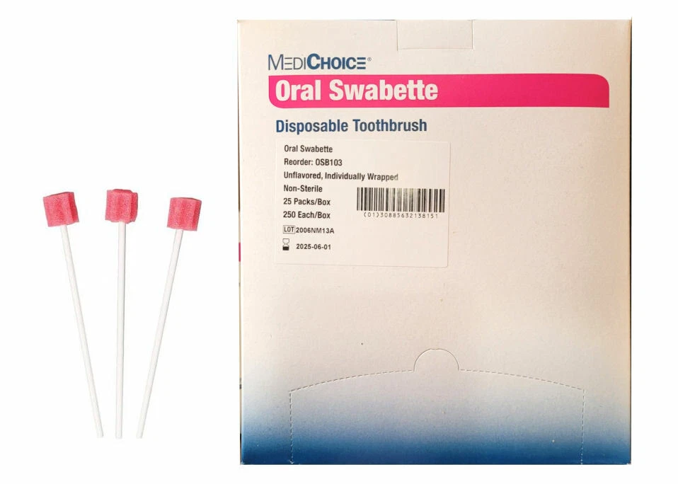 Box of 250 MediChoice Oral Swabette Disposable Foam Toothbrush