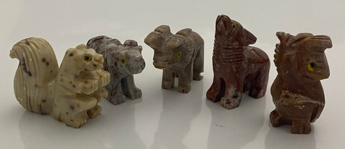 Paquete de 5 Estatuillas de Piedra Tallada a Mano Animal Buena Suerte Gato Delfín Perro Lindo Insecto - Imagen 17 de 20