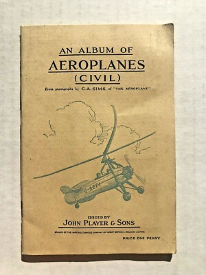 1920's Player Cigarette Cards Album w/ 50 Old Aeroplane Cards