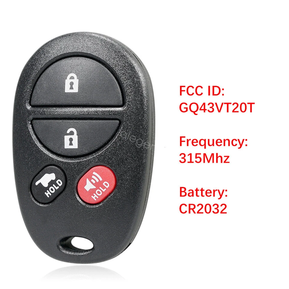 2 Reemplazo Para 2004 2005 2006 2007 2008 Toyota Solara Mando a Distancia Llavero Foto 2 de 4