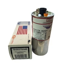 70 + 5 MFD AmRad Run Capacitor - Latest Model 370/440VAC - Genuine USA Made