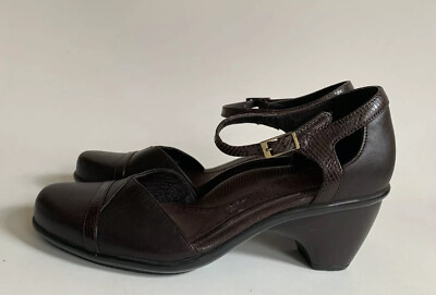 Dansko Roxy Brown Leather Sandals Clogs Ankle Strap Pumps Sz US 8.5-9/EU 39 -W57