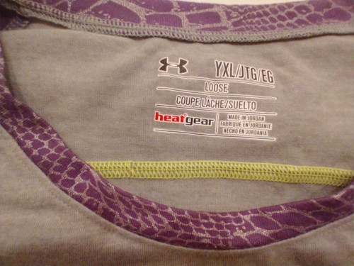 under armour t shirt girls xl grey and purple - Picture 2 of 5