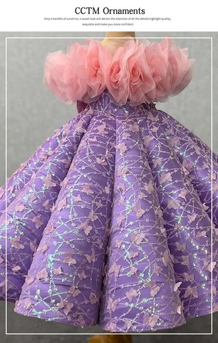 Sequin Children Girls Princess Dress Performance Costumes Summer Birthday Gown - Picture 11 of 12