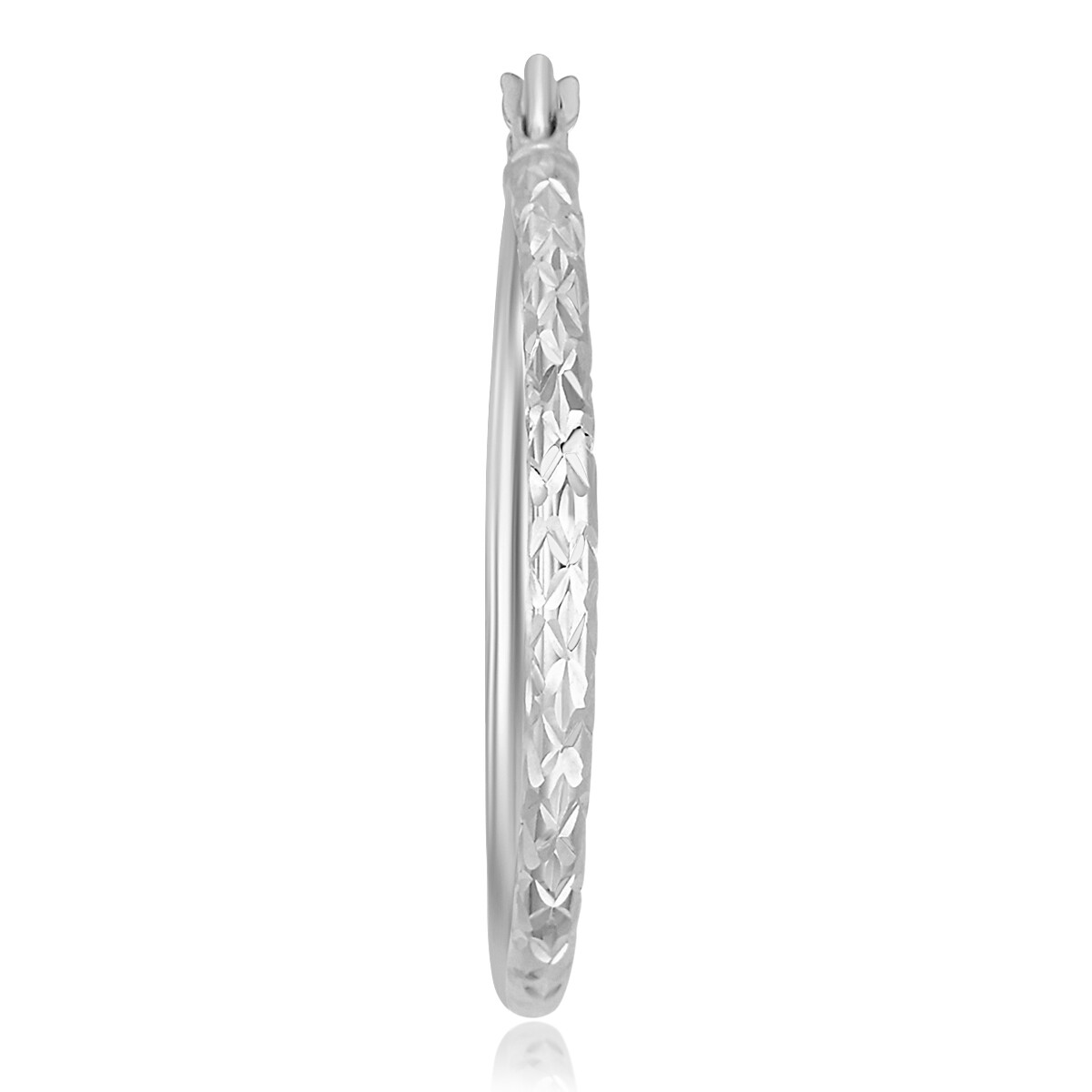 Wellingsale 14k White Gold Diamond Cut 1.5mm Hoop Earrings (25 x 25 mm)