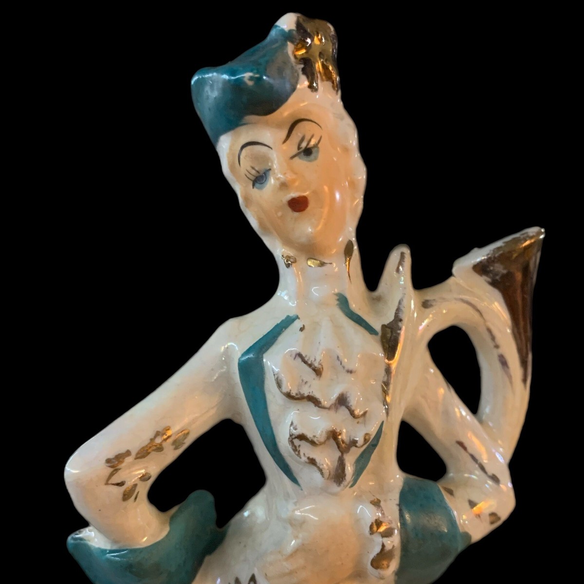 Vintage Hand Painted Dandy Figurine Made In Japan 8” Tall Crazed