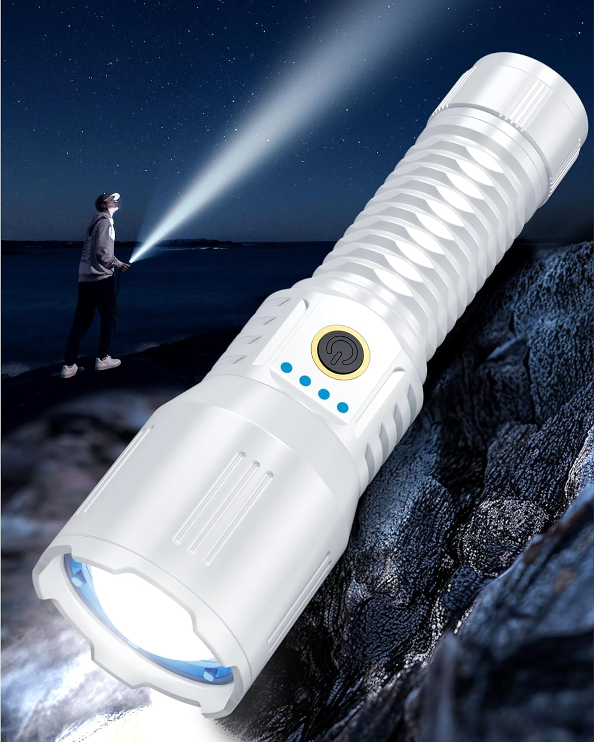 Laser Flashlights 2400000 High Lumens Rechargeable, Super Bright LED Flashlight,