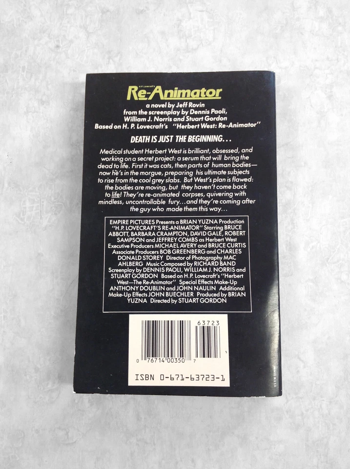 Rare Re-Animator Jeff Rovin Horror Movie Tie-In Paperback Novelization 1st Print - Image 4 of 4