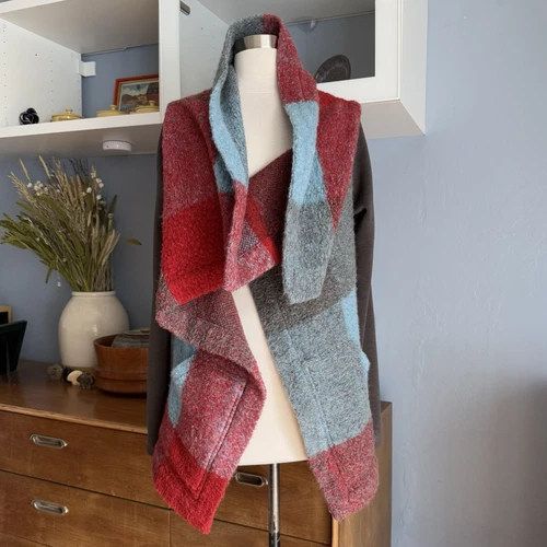 Harputs Own Wool Blend Open Front Drape Shawl Coat Lagenlook Size S - product listing photo