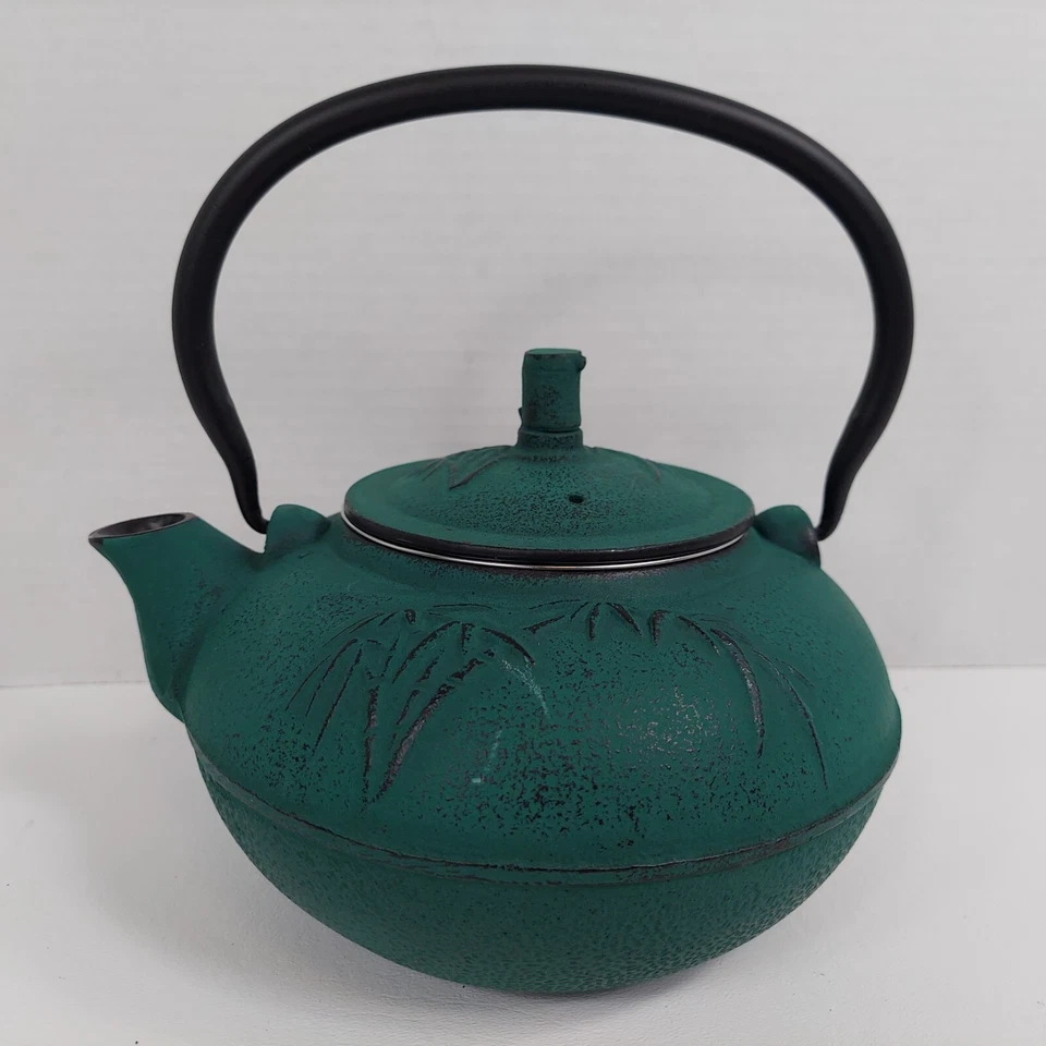 Tetera de hierro fundido Tetsubin tetera japonesa 1,5 litros bambú verde NUEVO Foto 2 de 4