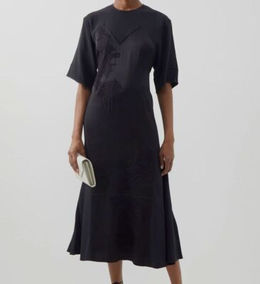 chinese dress ladies Draped Lace Dress In Midnight – Victoria Beckham UK main image 0