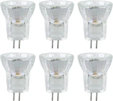 6Pack MR8 Mini Reflector Light Bulbs w/ Cover Guard, G4 Bi-Pin, 35W, 12V, 3200K