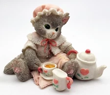 VTG Enesco Calico Kittens Tea & You Hit The Spot Cat Figurine 2" 1993