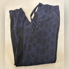 Athleta Blue Track Pants with Tapered Legs and Elastic Cuffs       