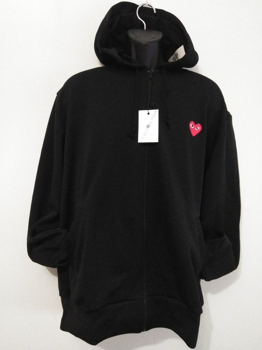 【PLAY COMME des GARCONS】BLK Heart hoodie Comme des Garcons Play Big Black Heart Zip Up Hoodie Black - US