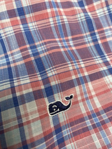 Vineyard Vines Pink/Blue Plaid Long Sleeve Button Front Whale Shirt Men's L - Picture 4 of 5