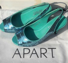 Neue APART Pumps Peep Toes Gr. 36 UK 3 1/2 Sandalette Türkis Aqua Pailletten 