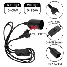 E27 Light Bulb Socket Extension Cable Switch Lamp Holder Power Cord Plug Adapter